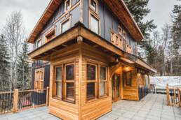 Exterior of a custom home built by Eisenhauer Woodworks in Kaslo, BC